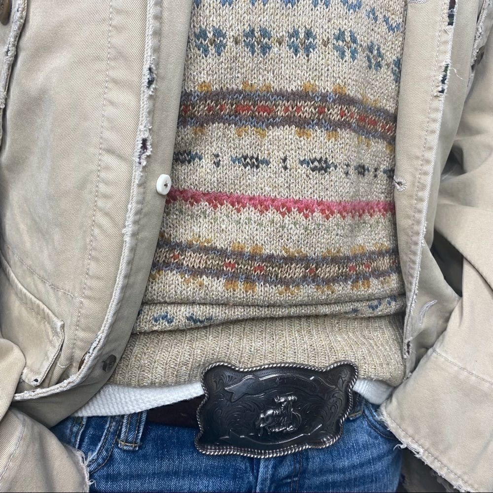 Double RRL Tan Multi Fair-isle V Neck Sweater Vest - Picture 4 of 16